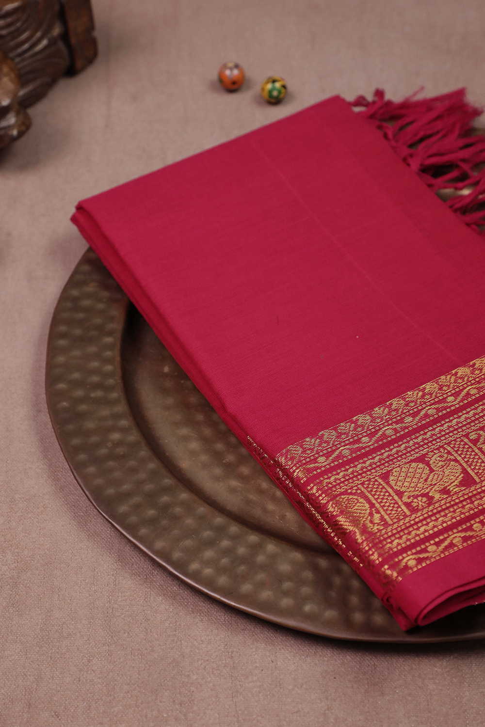 Peacock Border With Pink Kanchi Cotton Dupatta