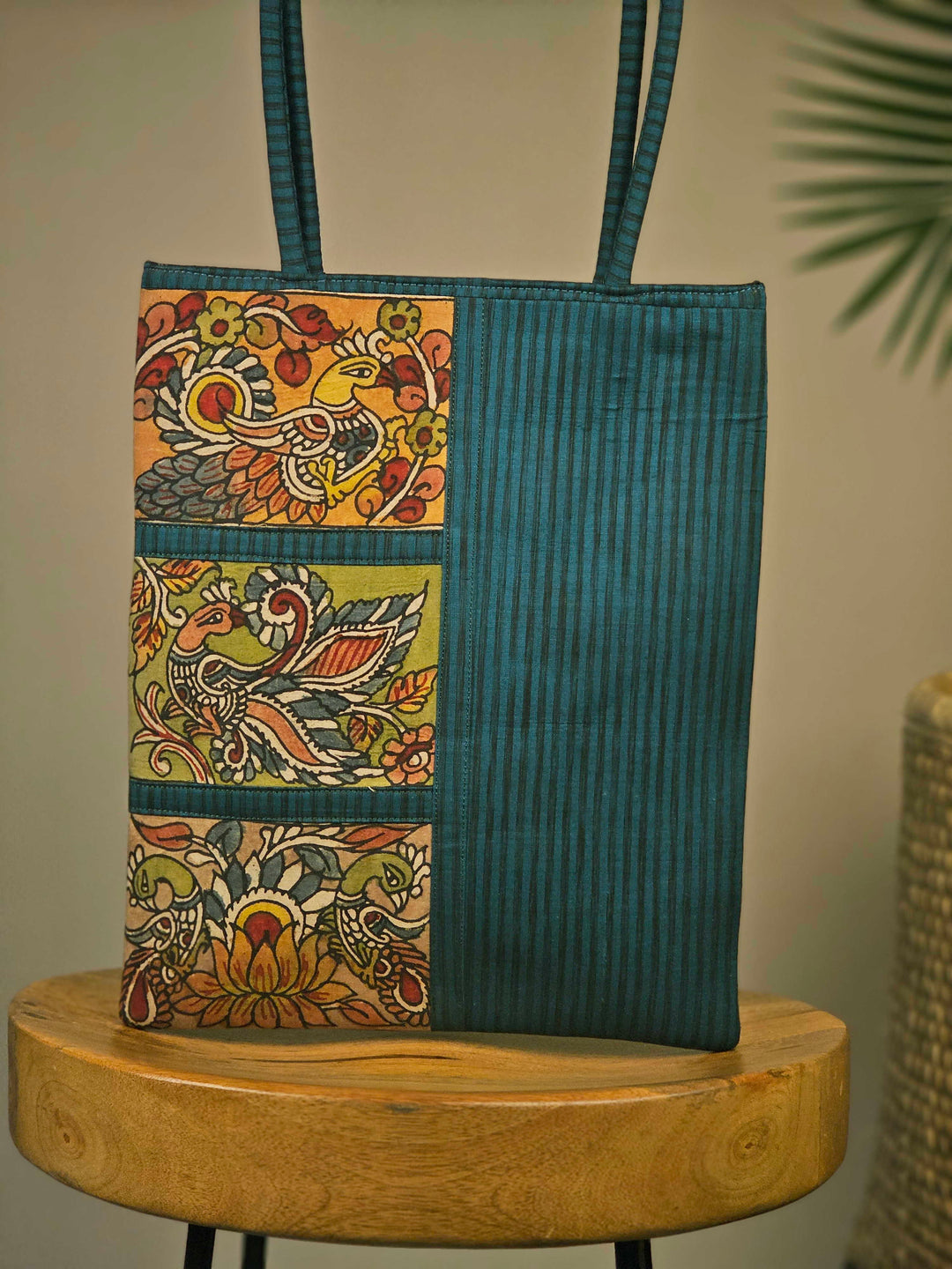 Peacock Design Hand Painted Kalamkari Shoulder Bag