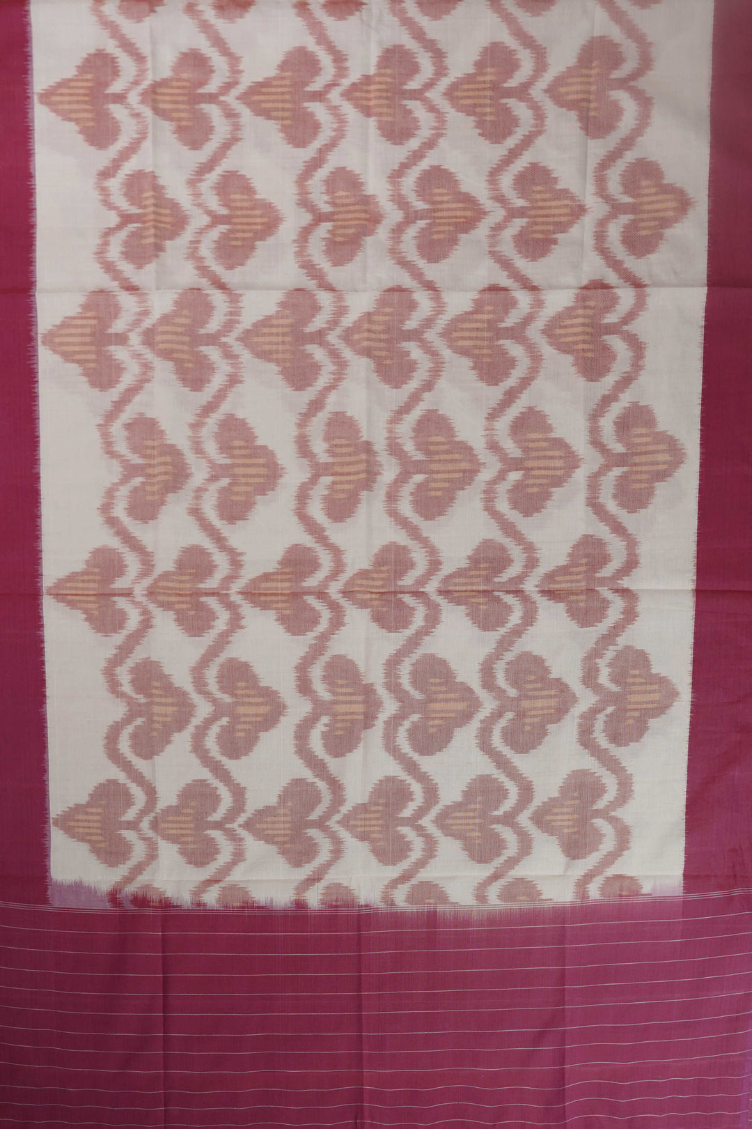 Peach Pattern with Pink Border Ikat Cotton Dupatta