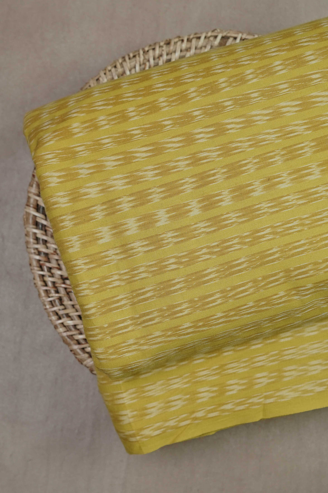 Stripe Pattern - Lemon Yellow Ikat Cotton Fabric