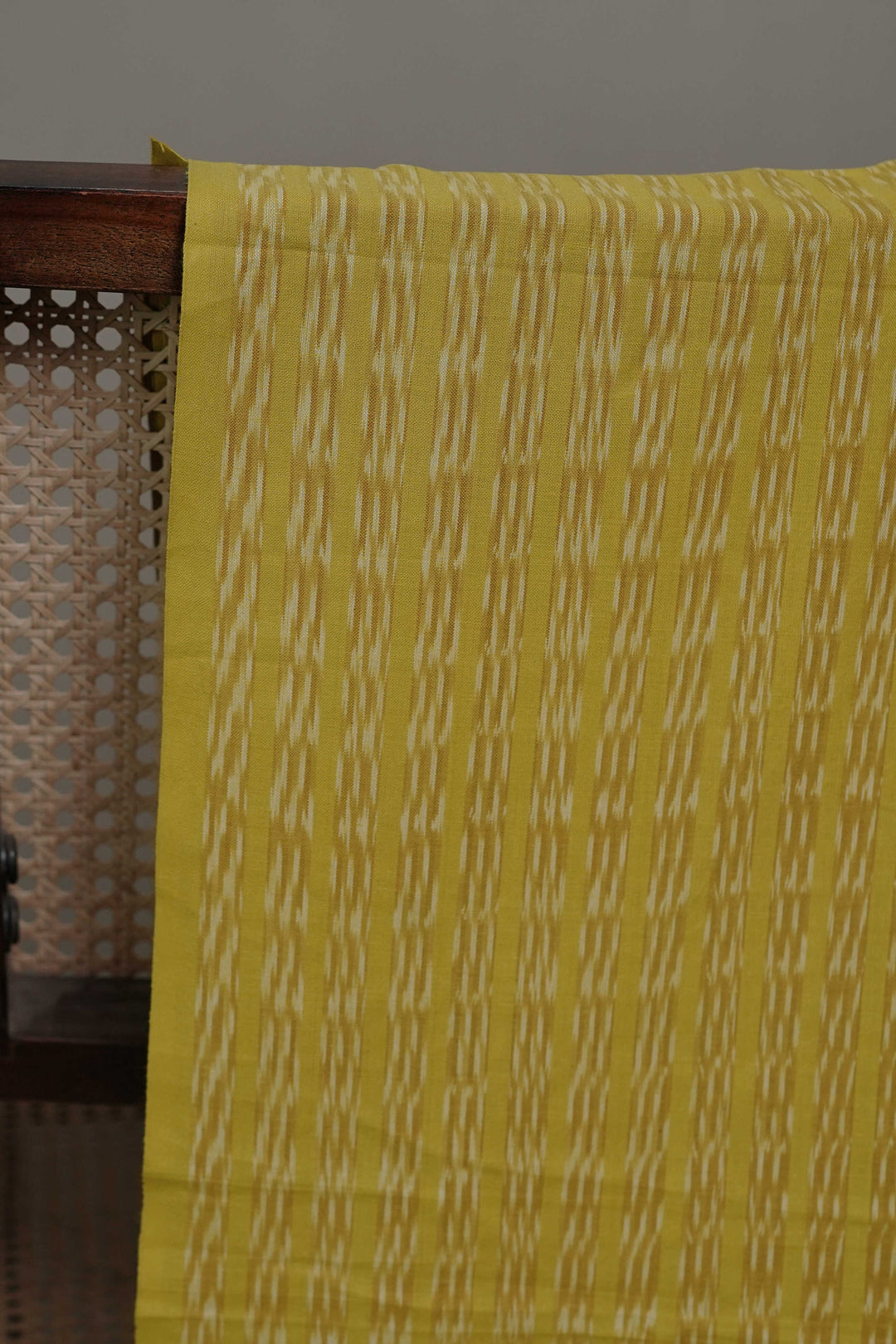 Stripe Pattern - Lemon Yellow Ikat Cotton Fabric