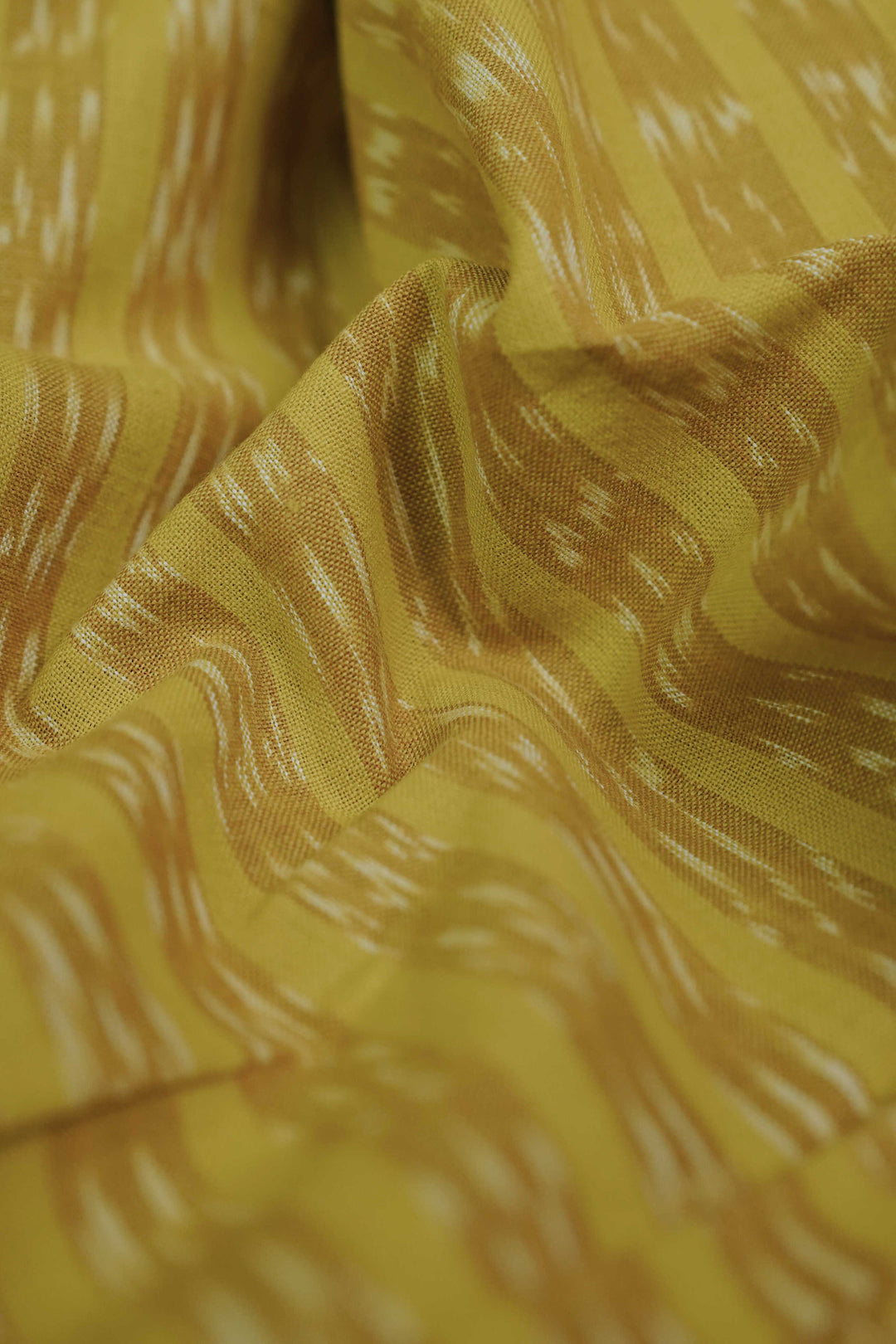 Stripe Pattern - Lemon Yellow Ikat Cotton Fabric