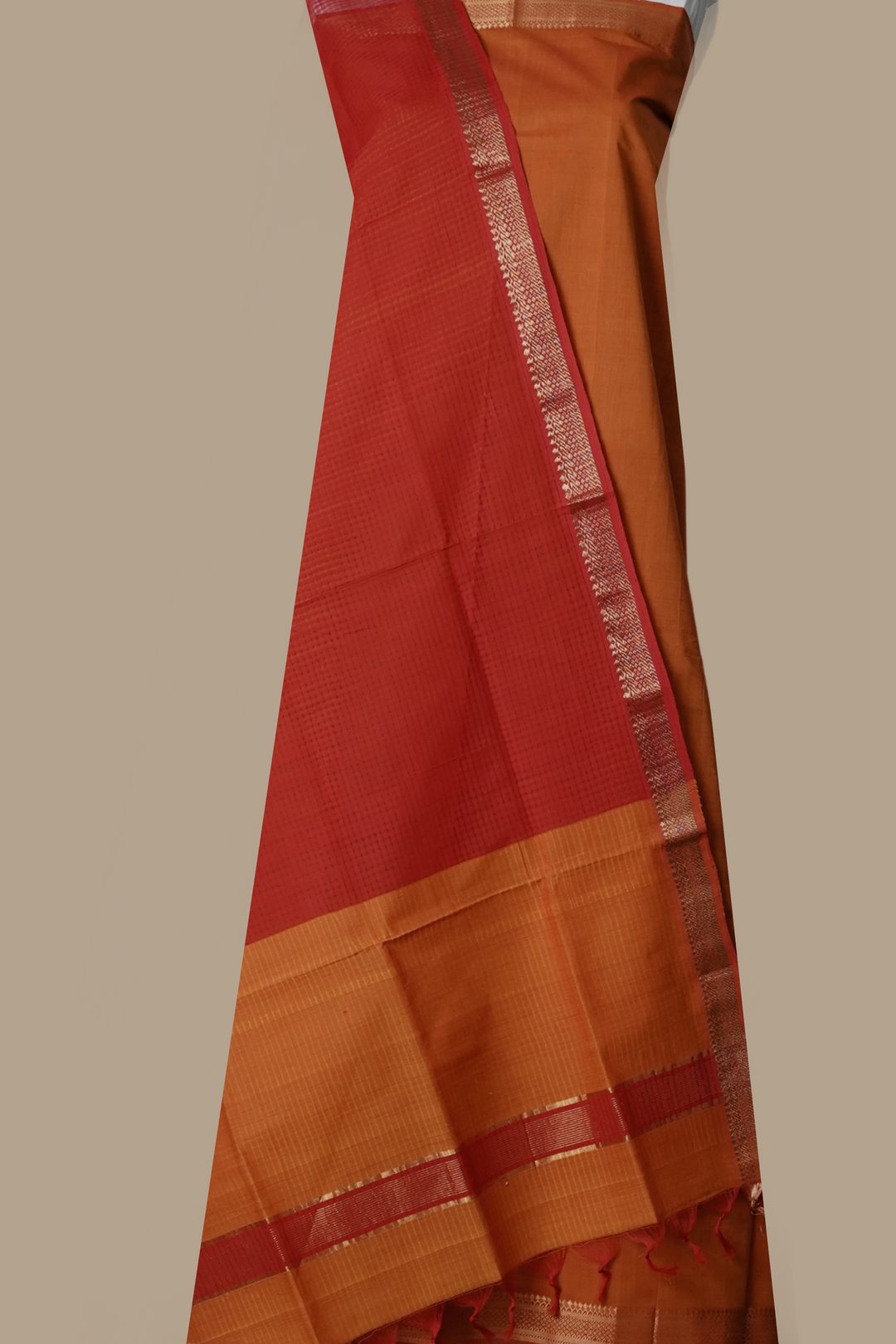 Dark Orange Mangalagiri Cotton Suit