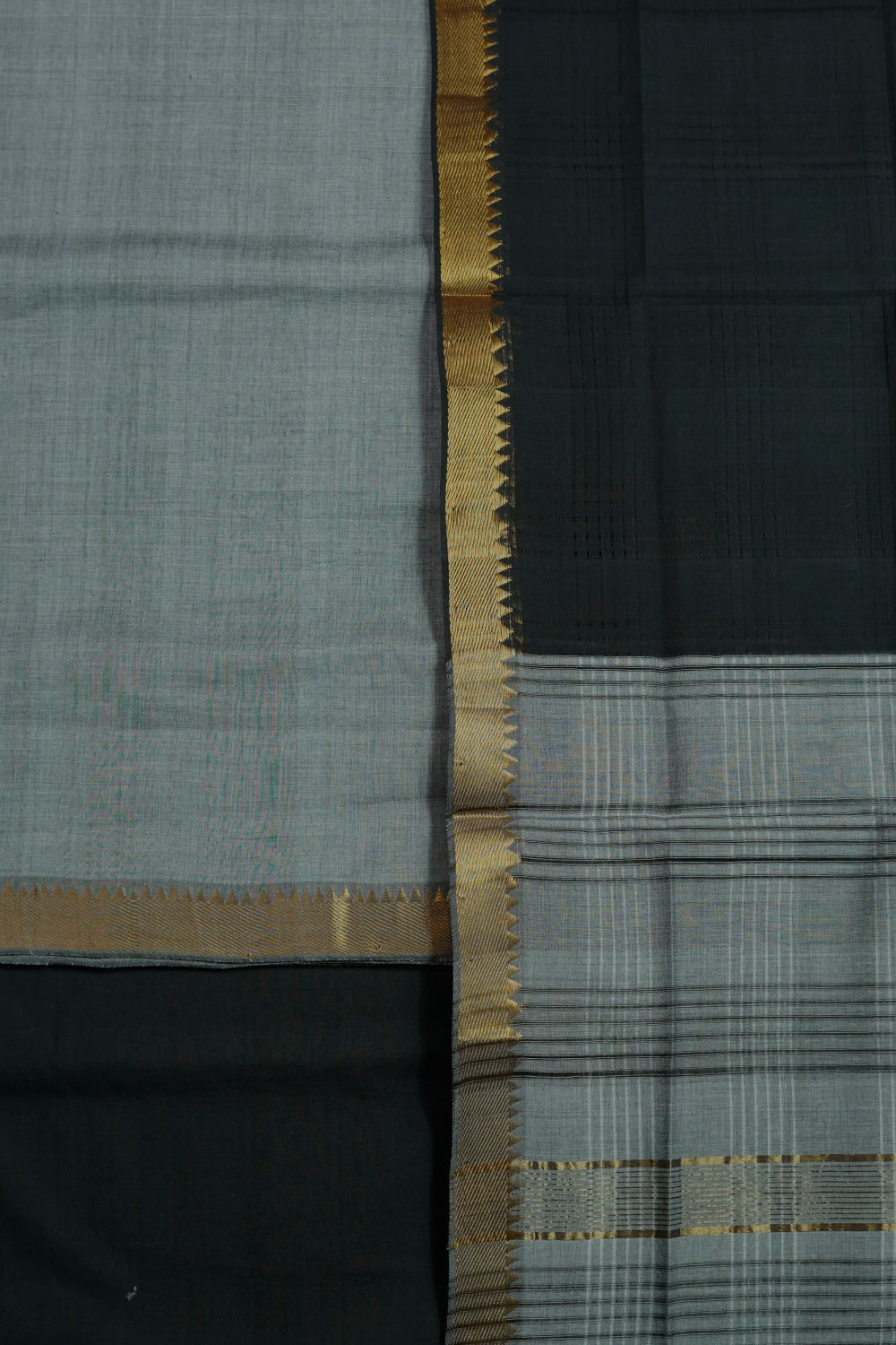 Grey with Black Mangalagiri Cotton Suit