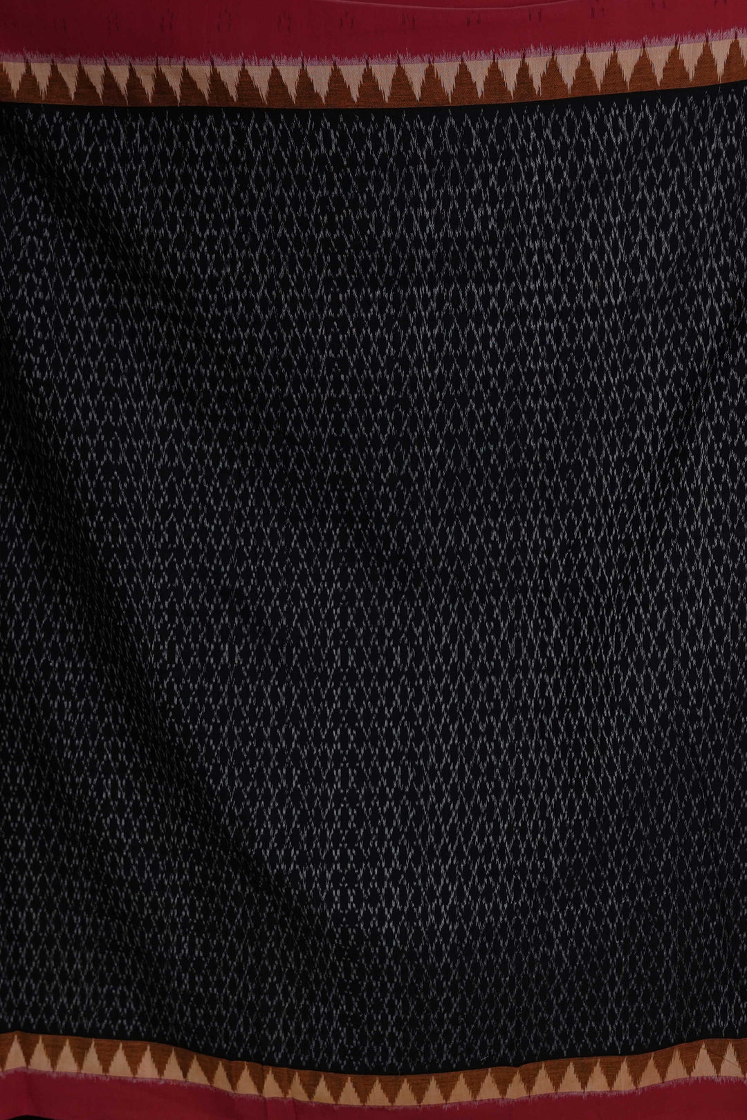 Black with Red Border Ikat Cotton Fabric