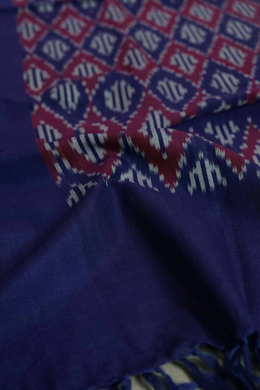 Blue with Maroon Ikat Cotton Dupatta