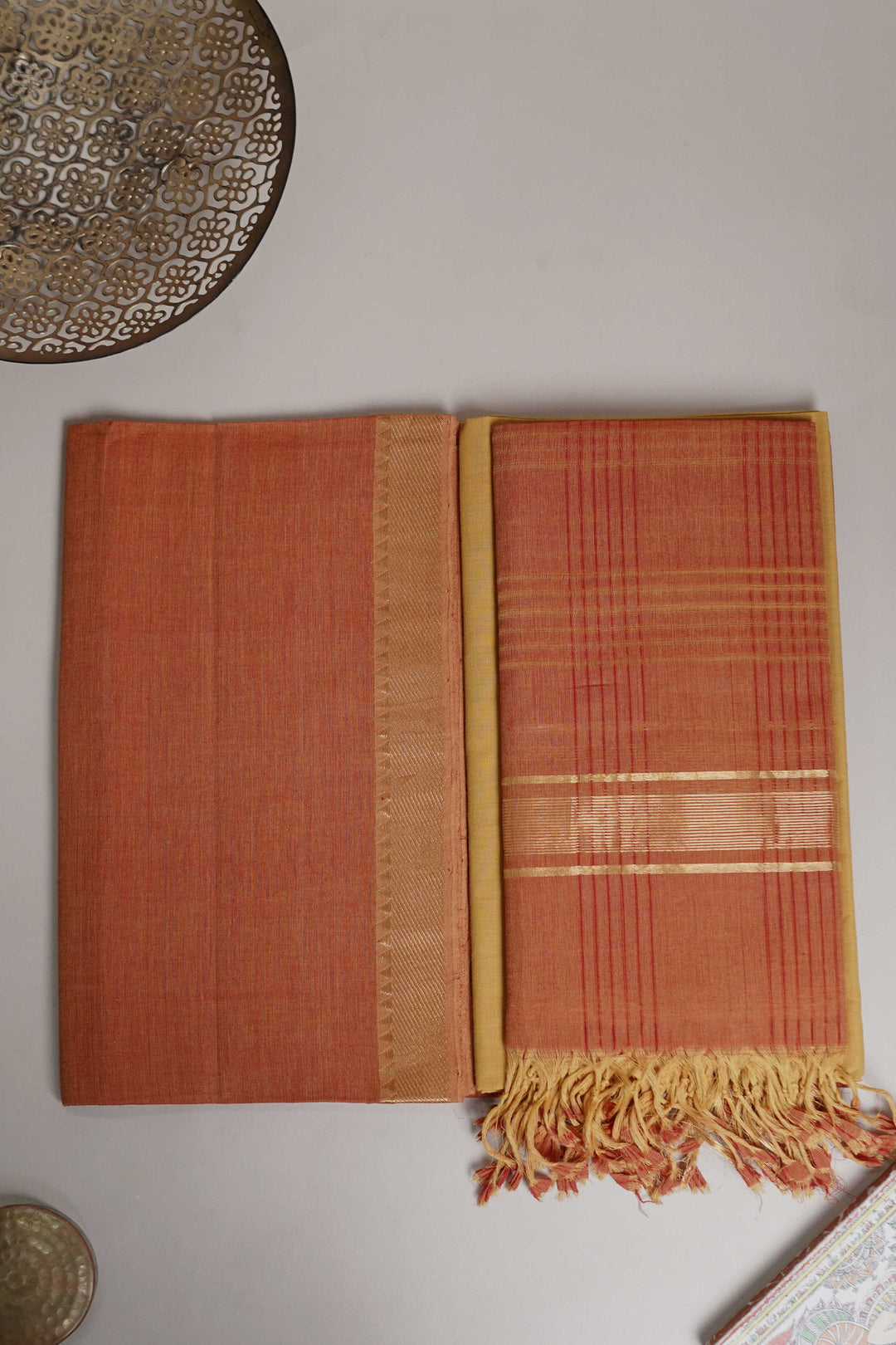Dark Orange Mangalagiri Cotton Suit