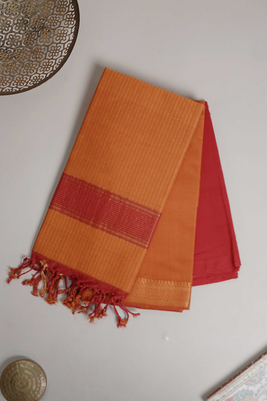 Dark Orange Mangalagiri Cotton Suit
