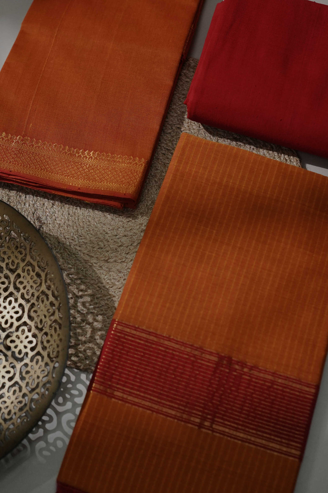 Dark Orange Mangalagiri Cotton Suit
