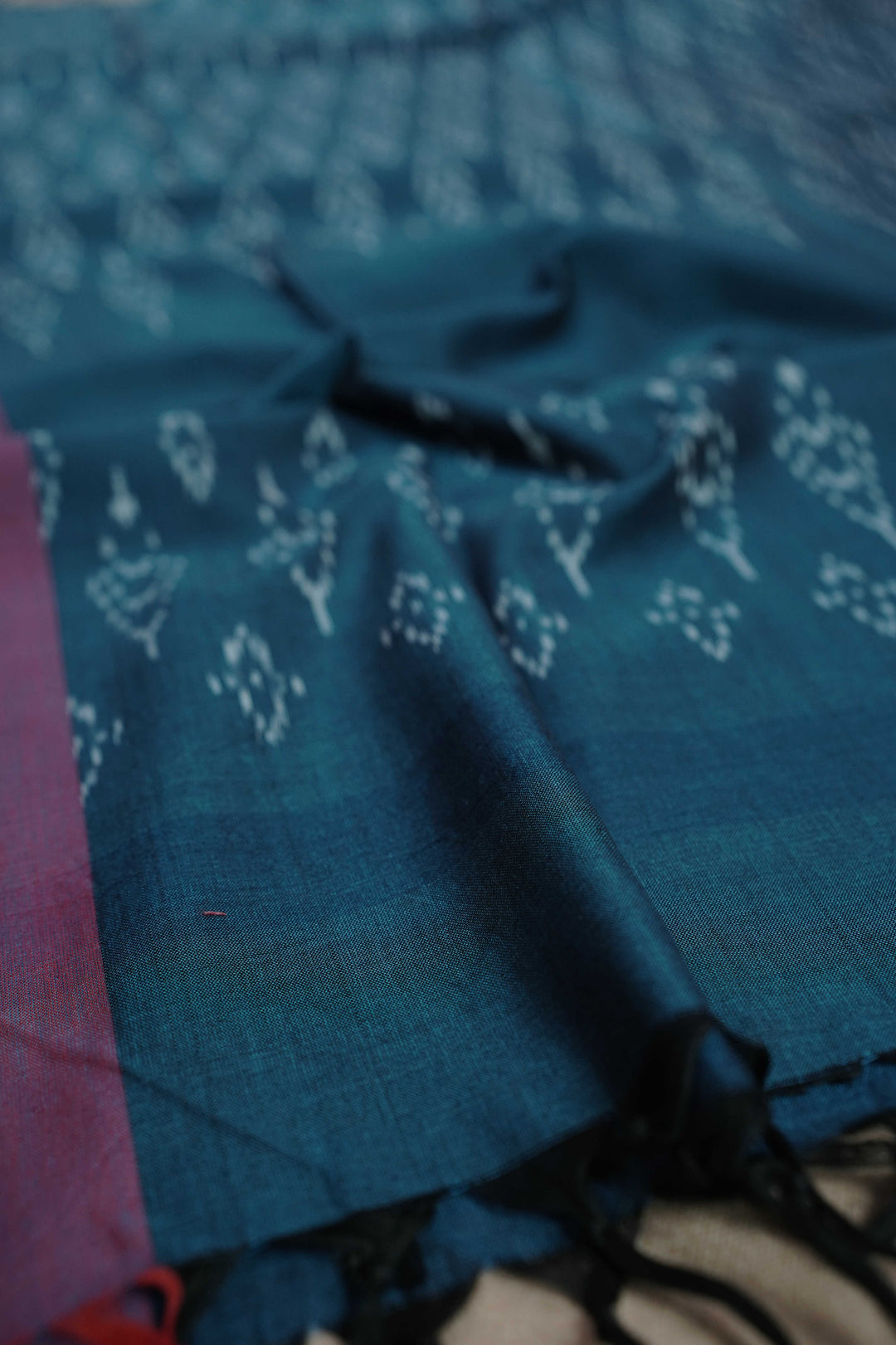 Peacock Blue Ikat Cotton Dupatta