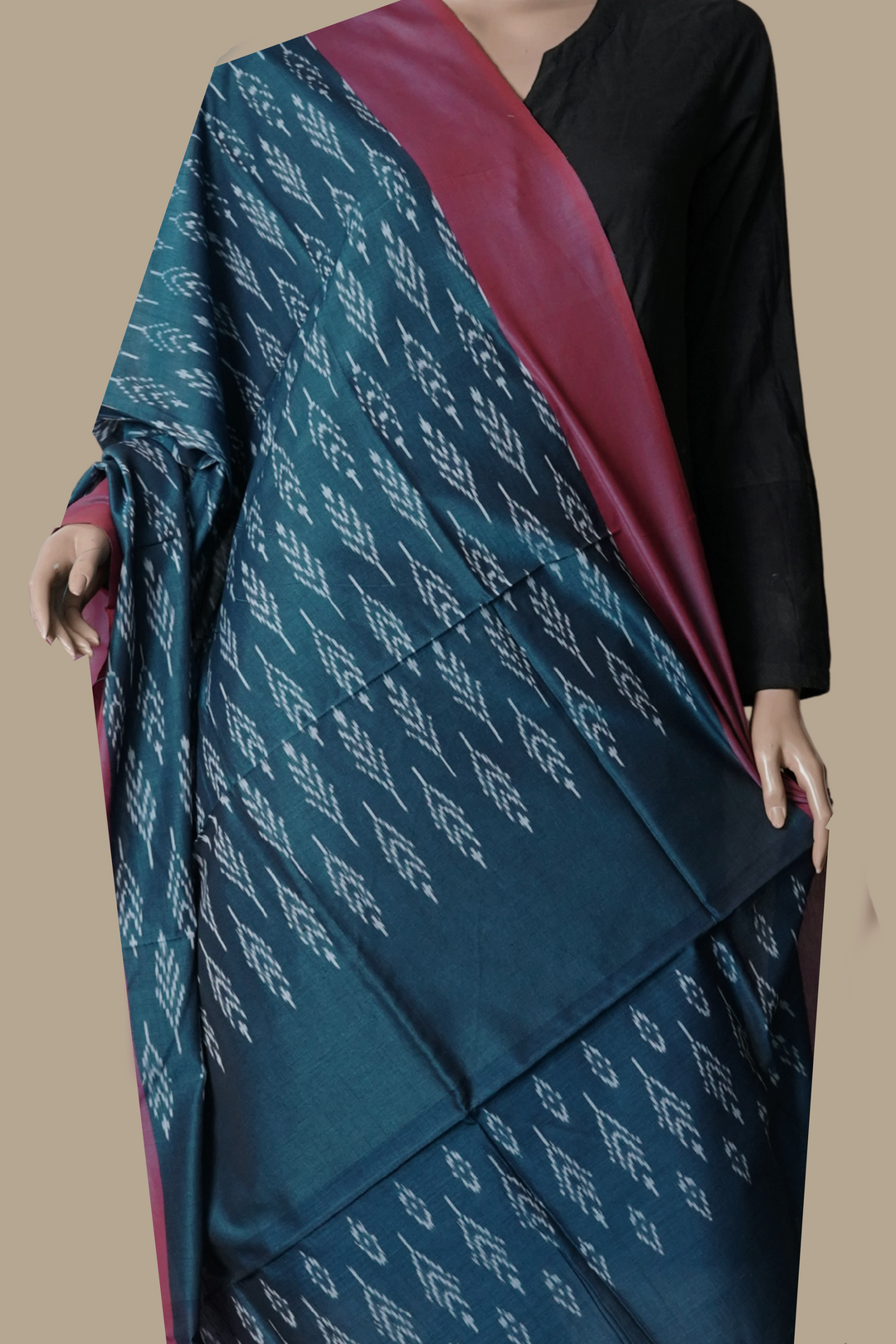 Peacock Blue Ikat Cotton Dupatta