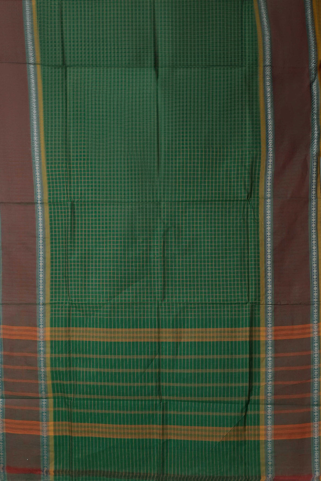 Leaf Green with Checks Kanchipuram Cotton saree