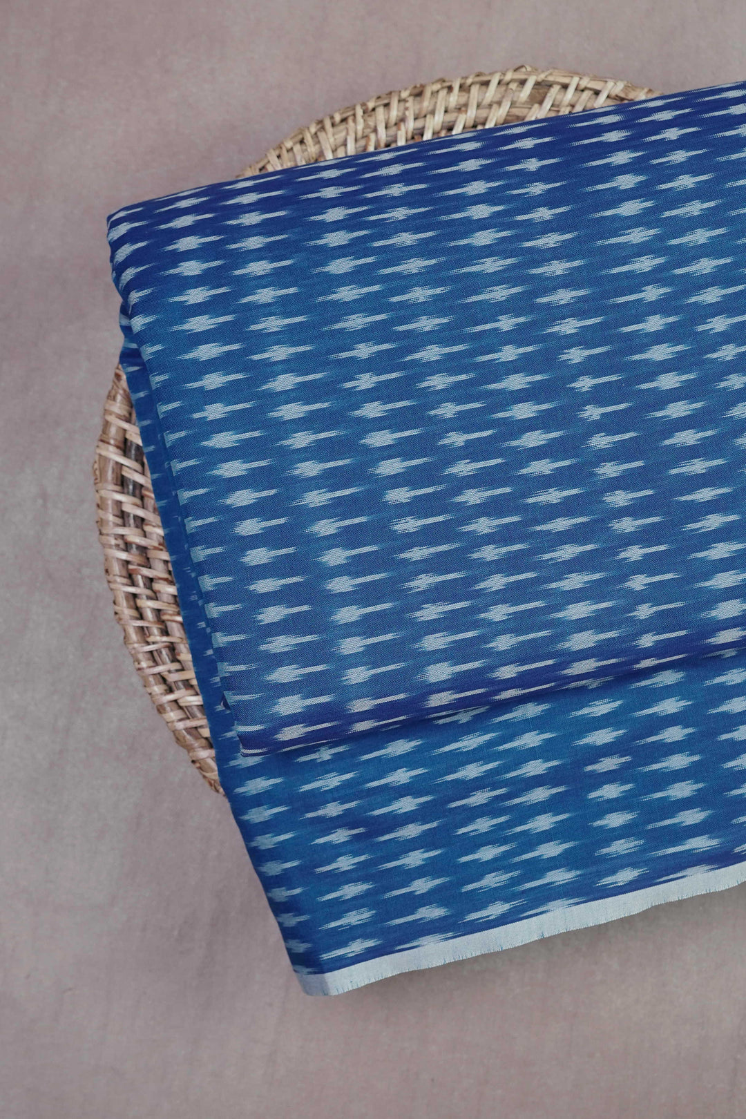 Tiny Butta on Blue Ikat Cotton Fabric