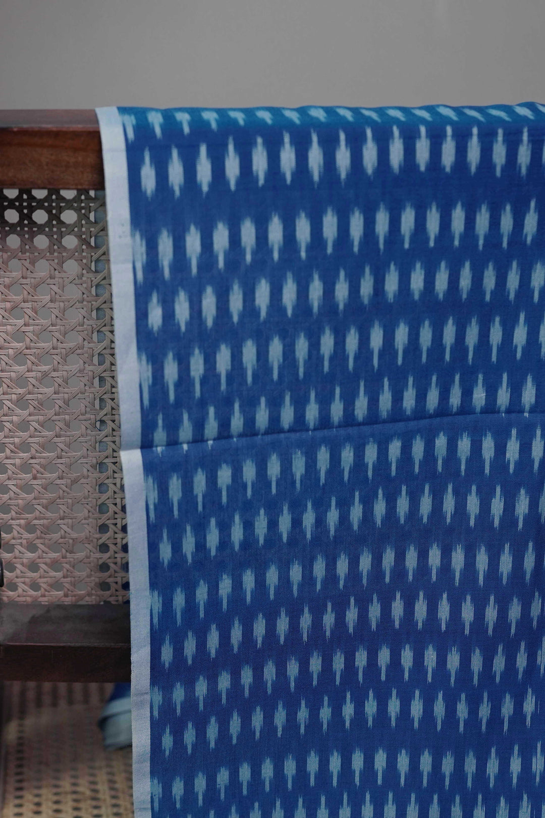 Tiny Butta on Blue Ikat Cotton Fabric