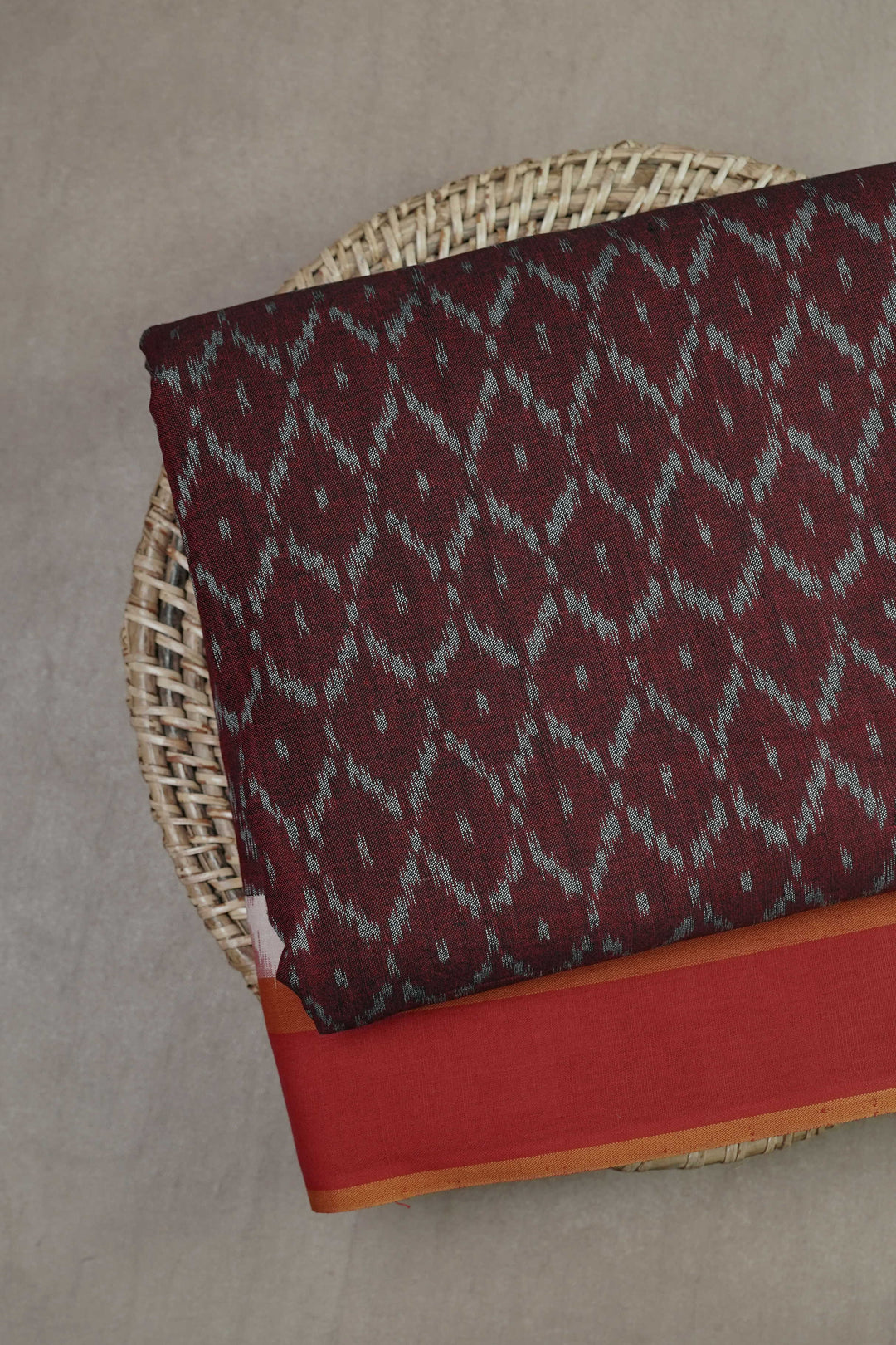 Brown with Border Ikat Cotton Fabric