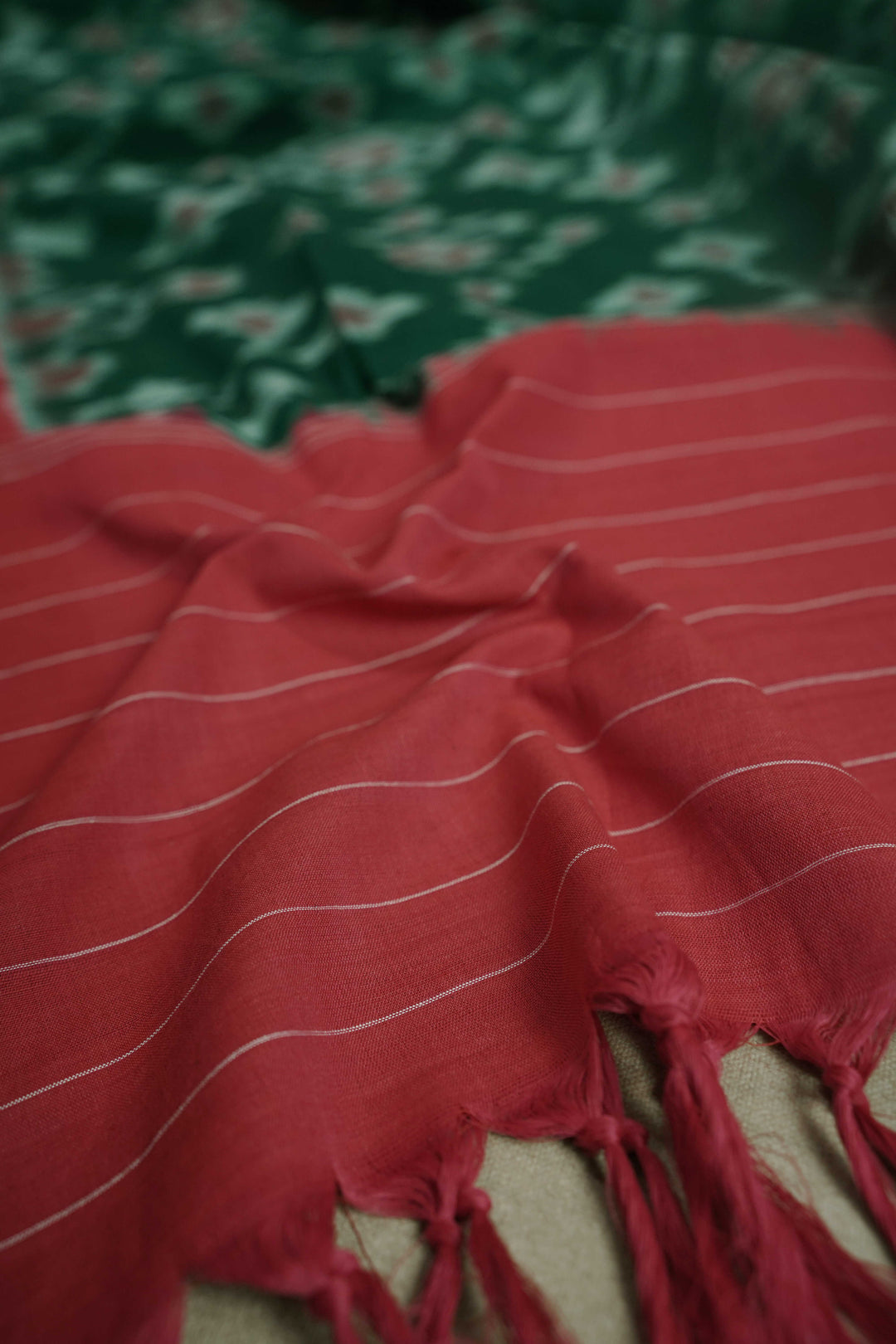 Pickle Green Ikat Cotton Dupatta