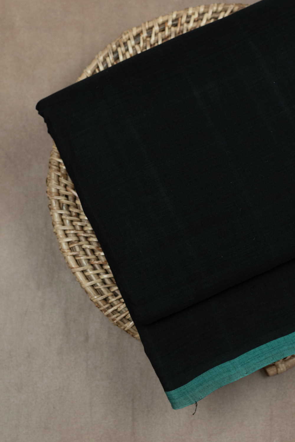 Black - Handloom Mangalagiri Cotton Fabric with Zari Border 11 main image 1