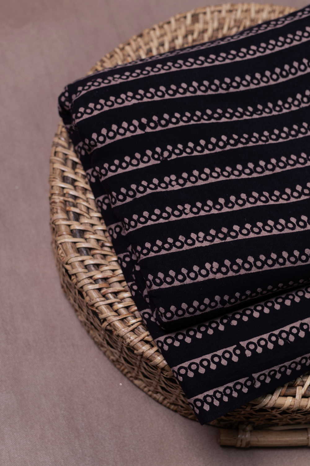 Black Ajrak Print Fabrics - Matkatus