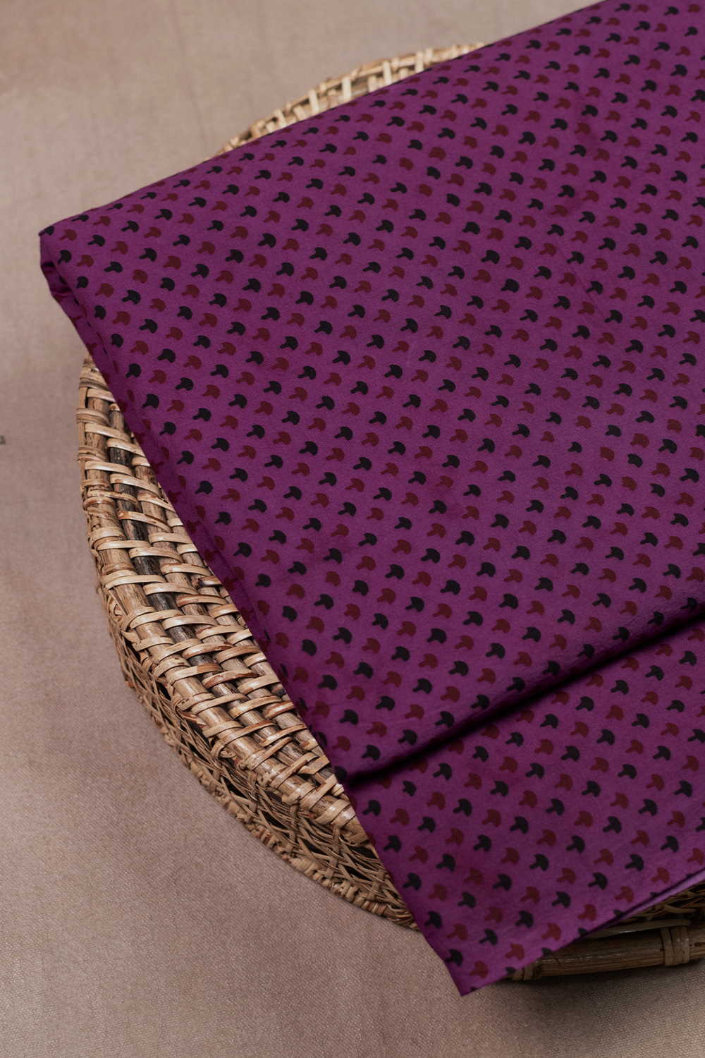 Tiny Motifs on Purple Bagh Cotton Fabric