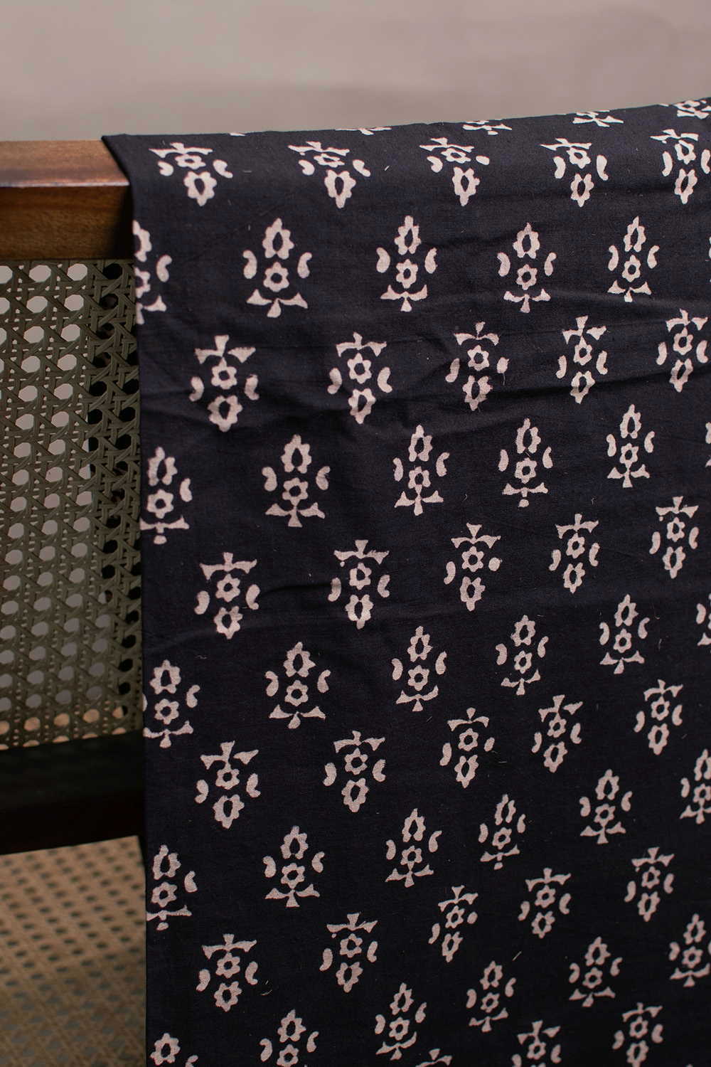 Black Ajrak Print Fabrics - Matkatus
