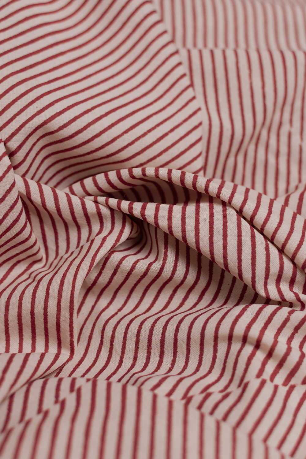 Maroon Thin Stripe Bagru Cotton Fabric