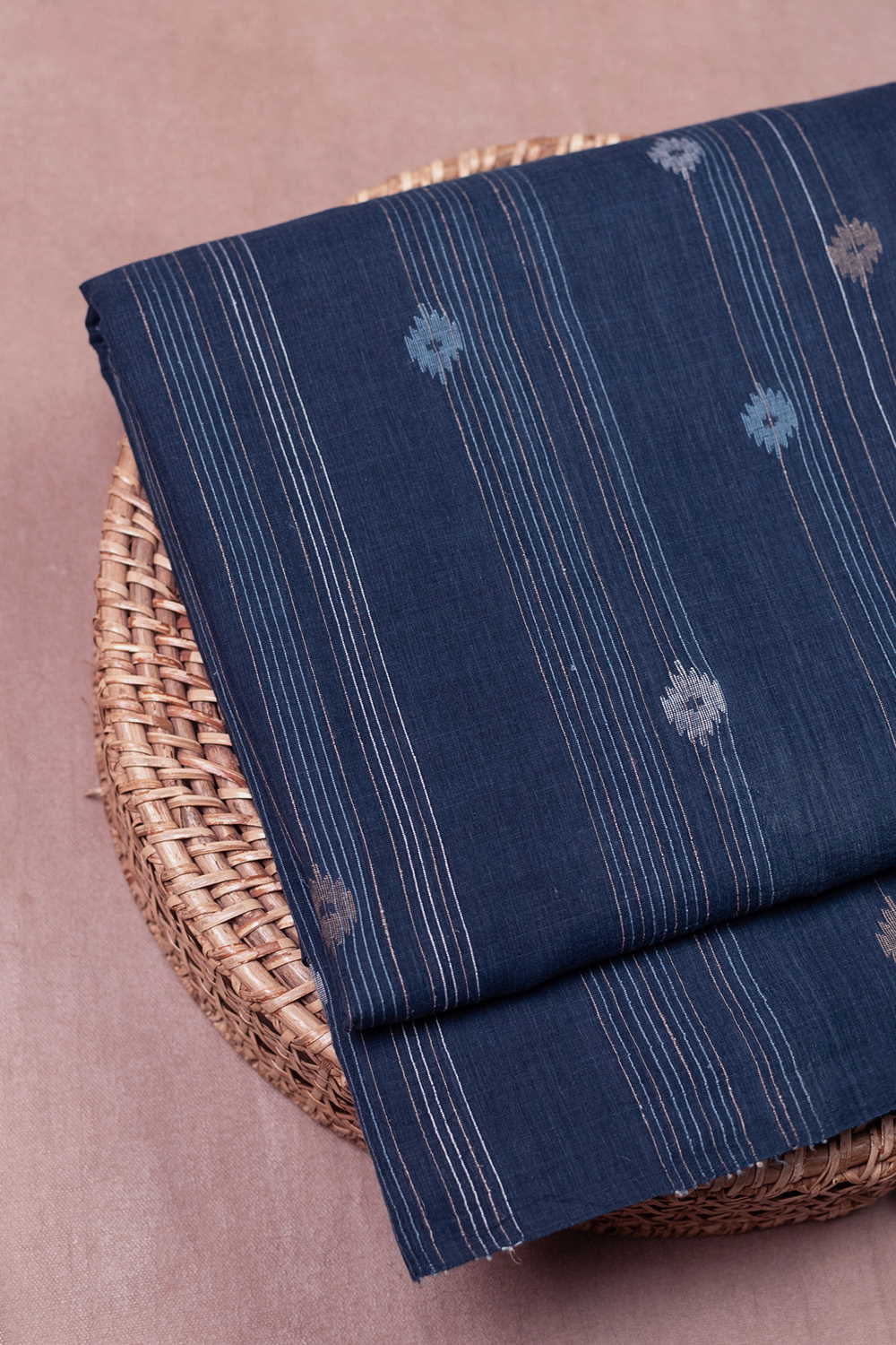 Aegean Blue Jamdani Cotton Fabric