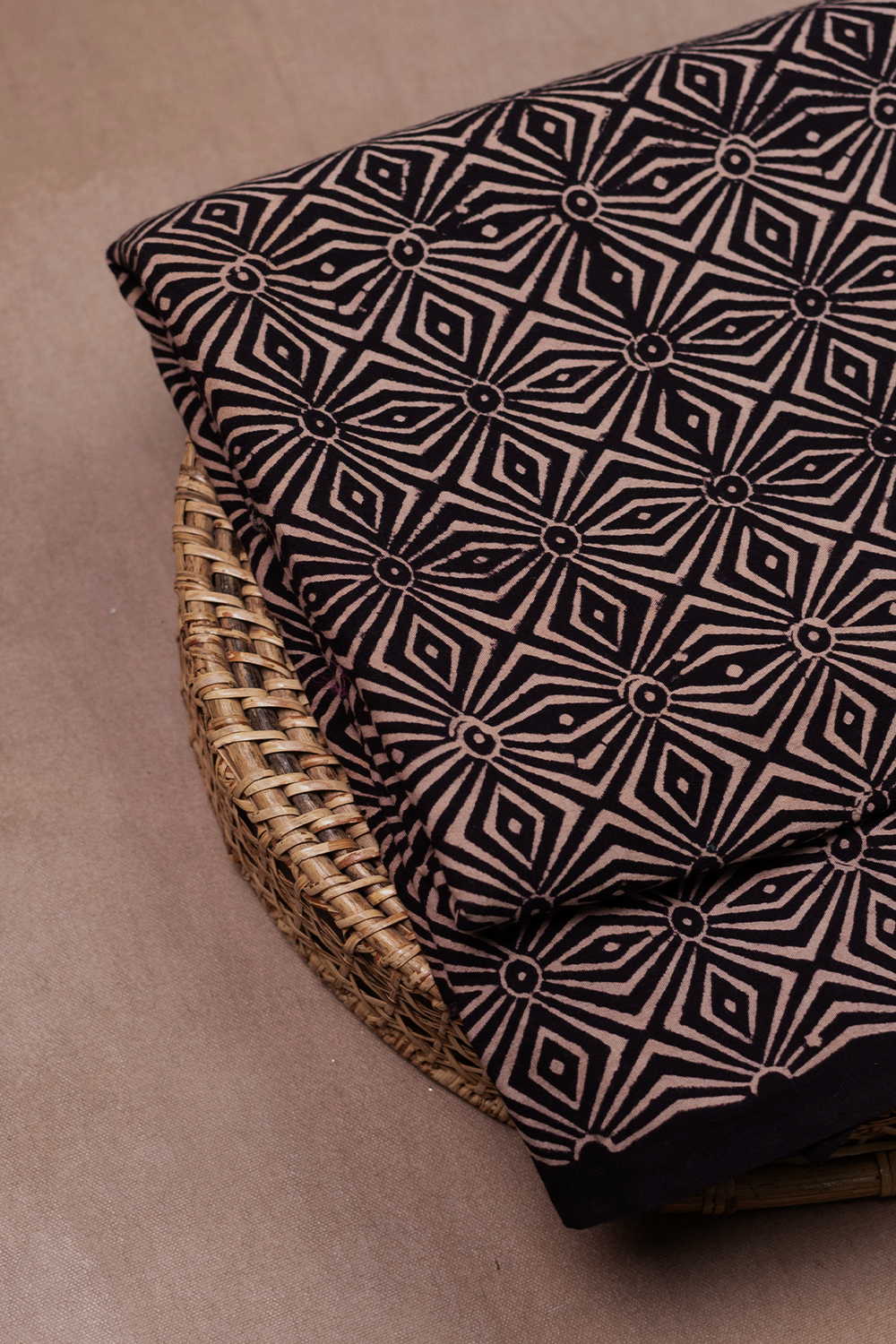 Black Ajrak Print Fabrics - Matkatus