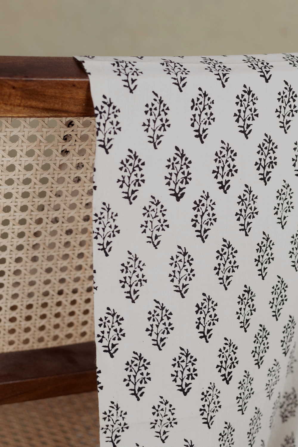 Black - Natural Dyed Mul Cotton Bagh Print Fabric 13