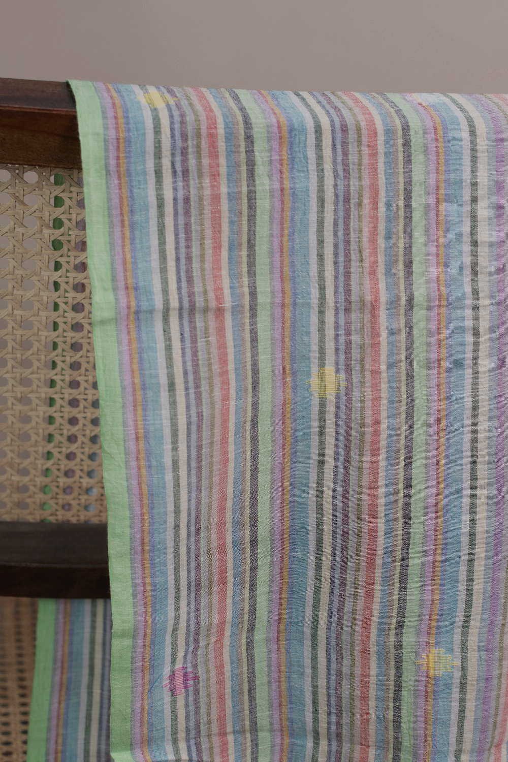 Multi-Colored Stripe Jamdani Cotton Fabric
