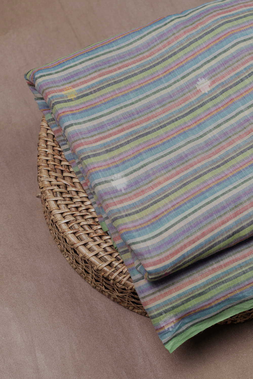 Multi-Colored Stripe Jamdani Cotton Fabric
