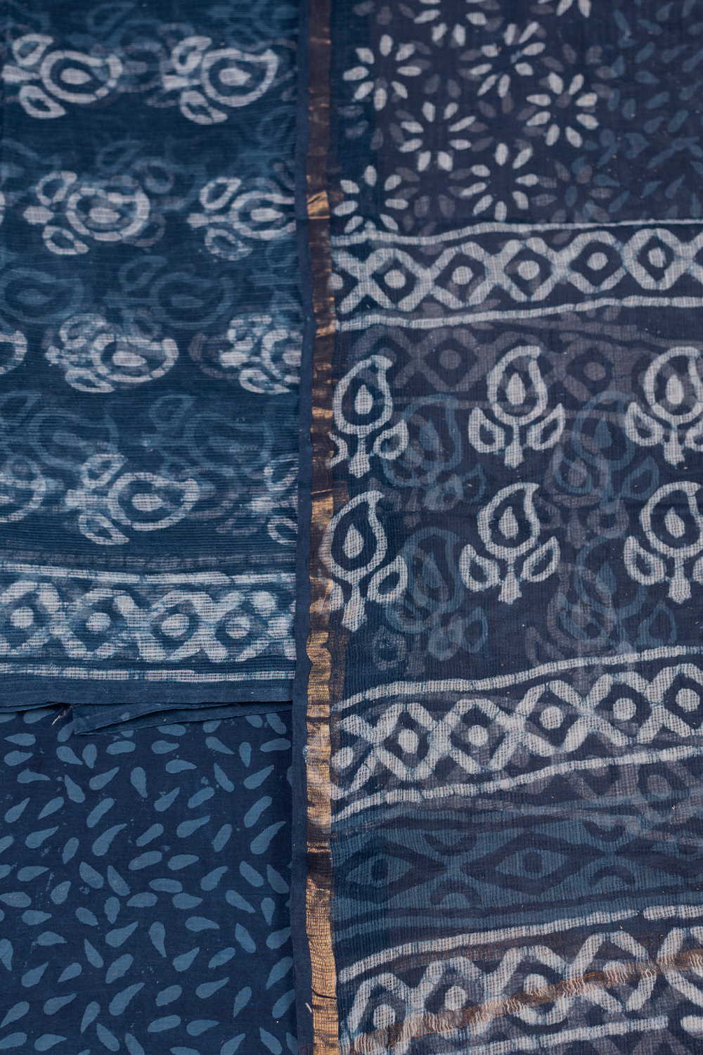 Dark Indigo Block Printed Kota Cotton Suit