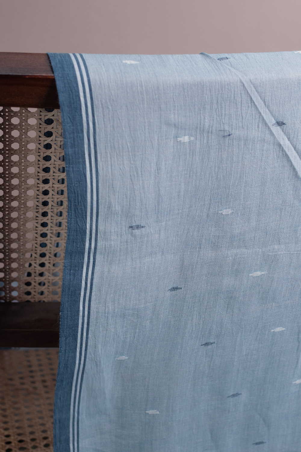 Greyish Blue Jamdani Cotton Fabric