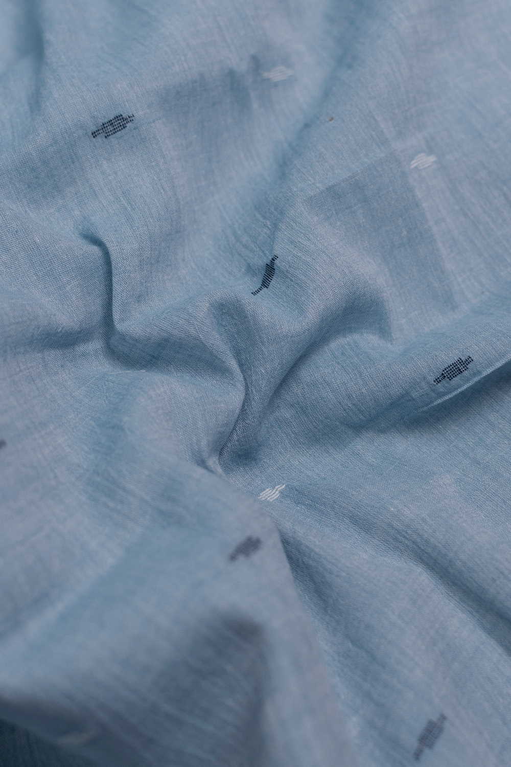 Greyish Blue Jamdani Cotton Fabric