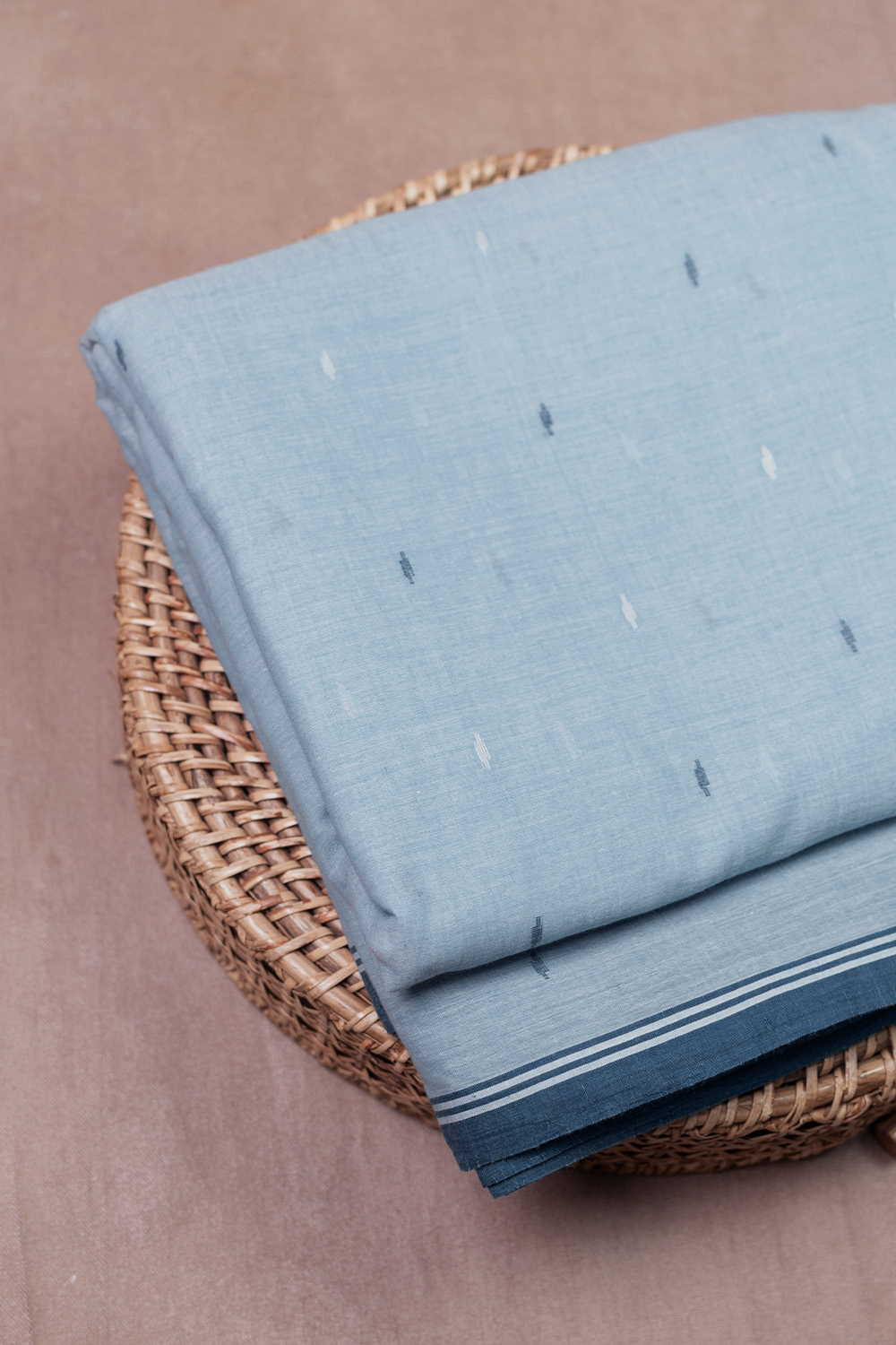 Greyish Blue Jamdani Cotton Fabric