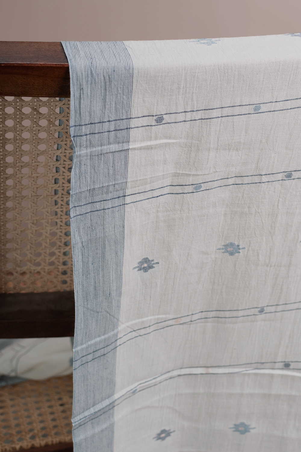 Off-White with Butta Jamdani Cotton Fabric