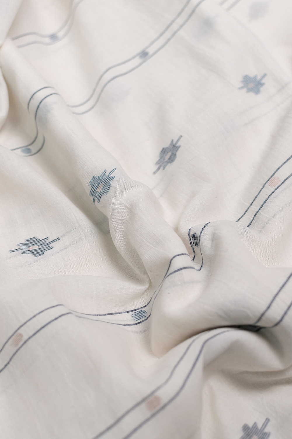 Off-White with Butta Jamdani Cotton Fabric