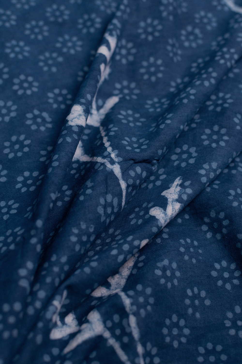 Indigo with Patterns Dabu Cotton Fabric