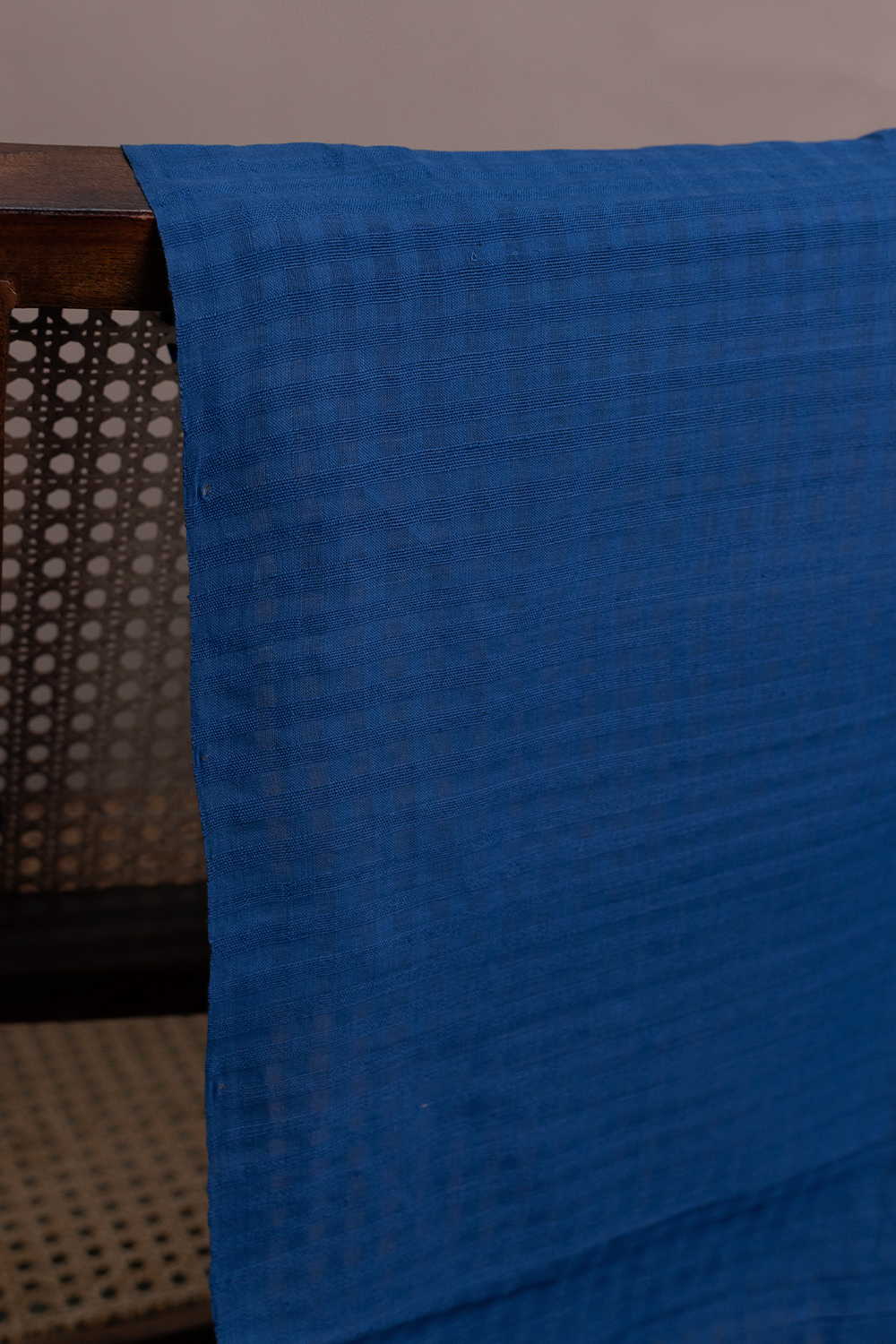 Dark Blue Mangalagiri Boddu Checks Cotton Fabric