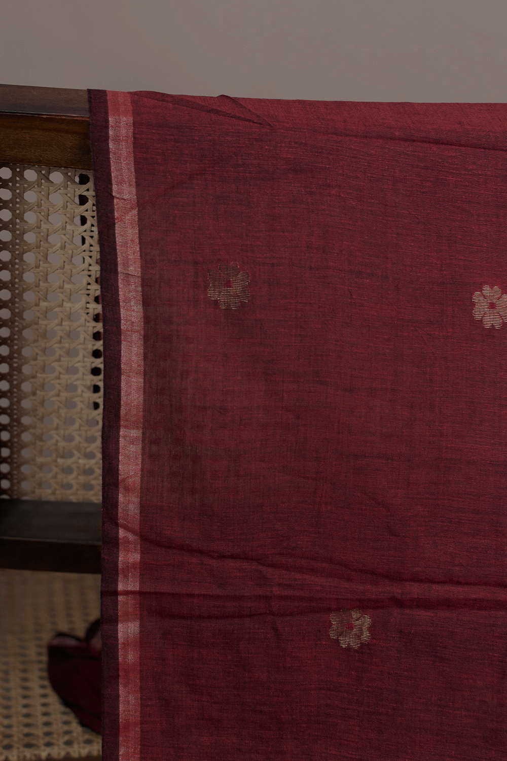 Burgundy Maroon with Zari Butti Jamdani Fabric
