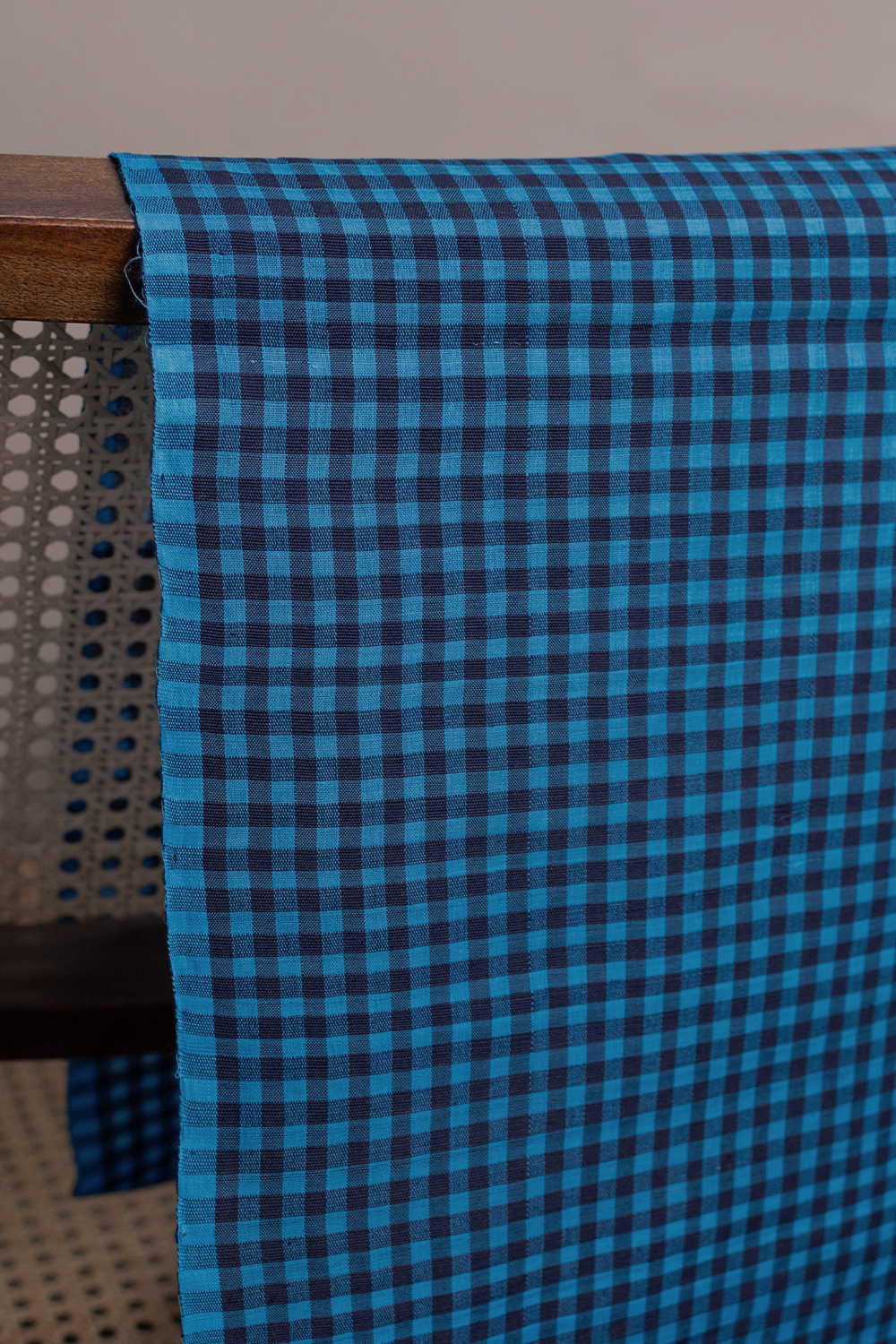 Checkered Blue Boddu Checks Cotton Fabric