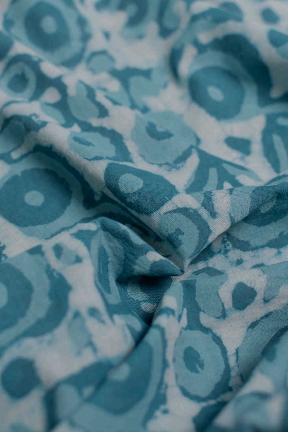 Lagoon Floral Dabu Cotton Fabric
