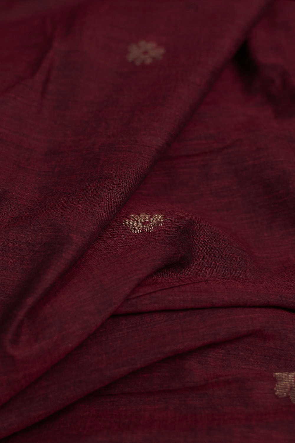 Burgundy Maroon with Zari Butti Jamdani Fabric