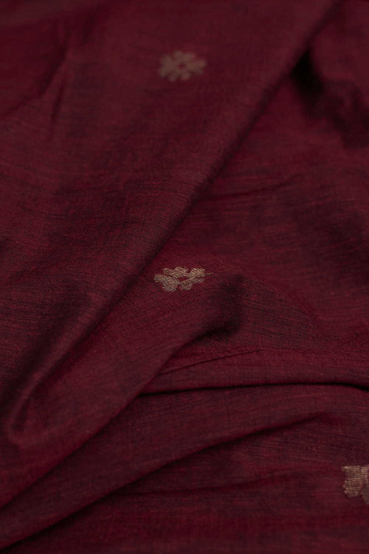 Burgundy Maroon with Zari Butti Jamdani Fabric