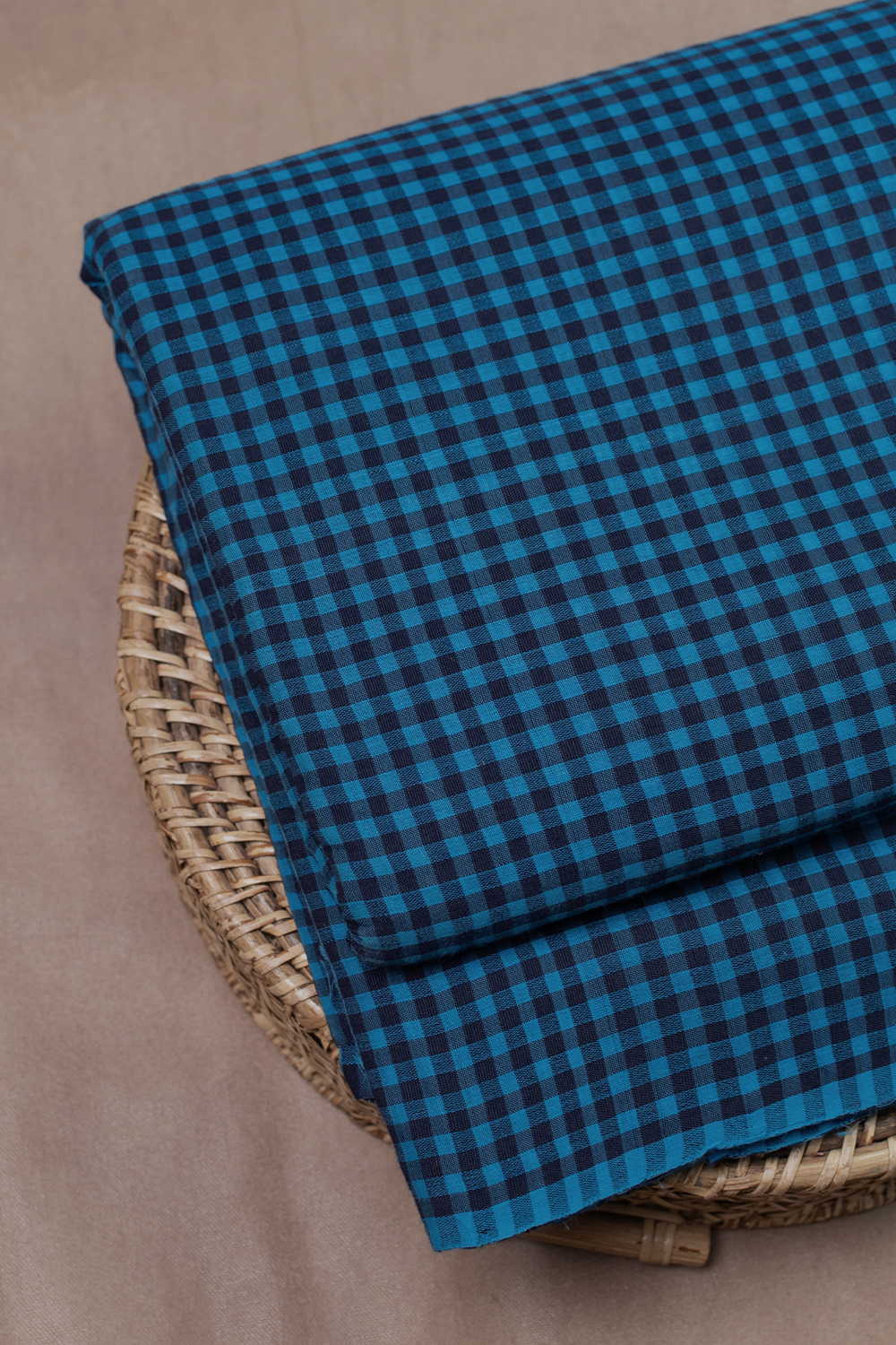 Checkered Blue Boddu Checks Cotton Fabric