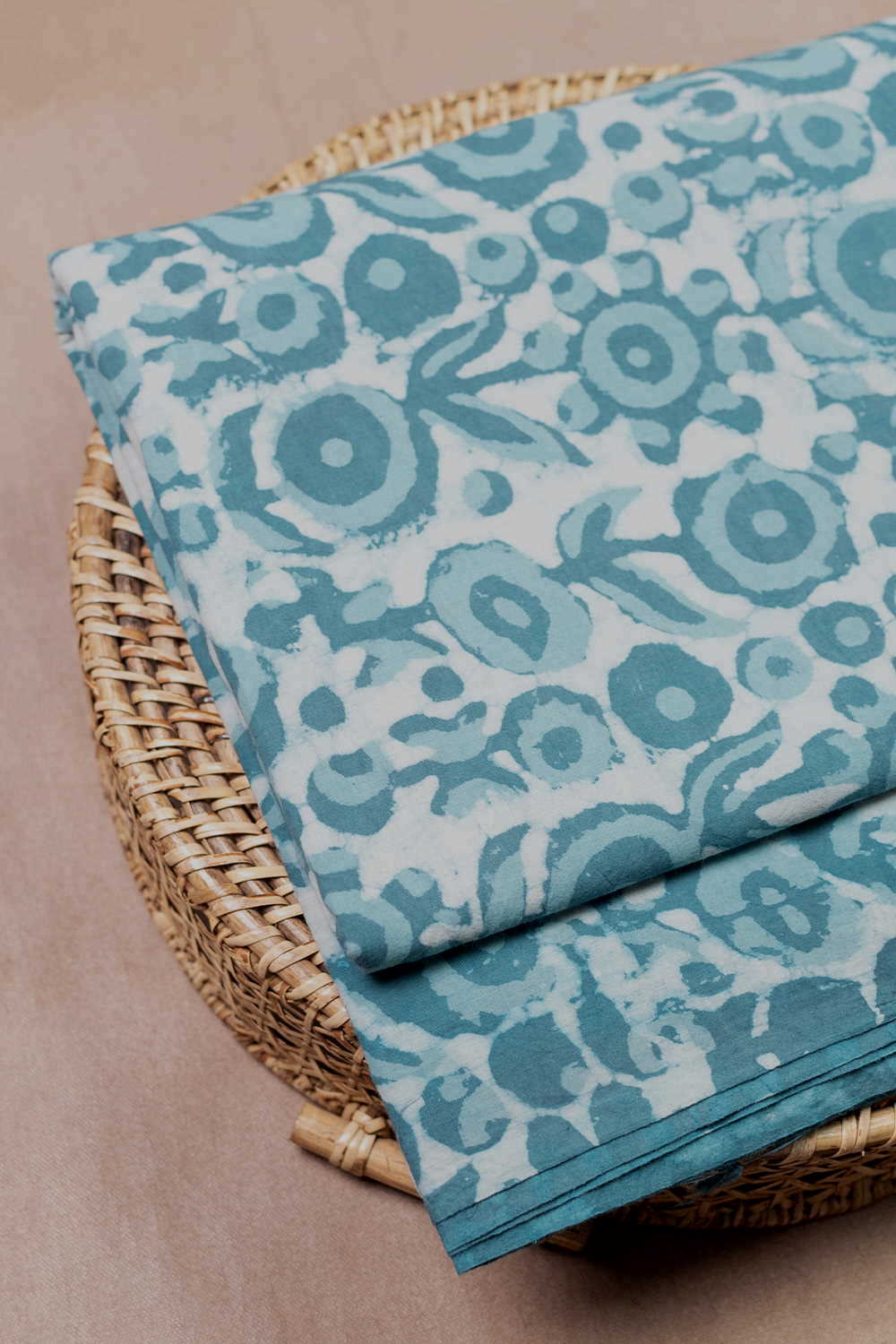 Lagoon Floral Dabu Cotton Fabric