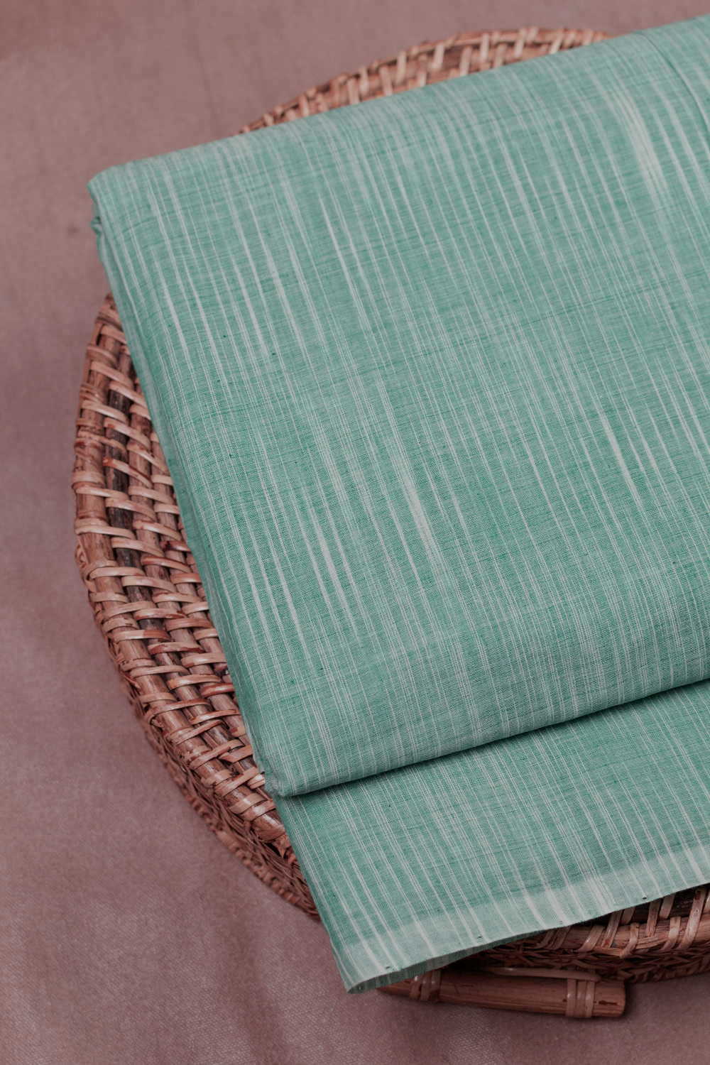 Irregular Stripe - Green Mangalagiri Cotton Fabric