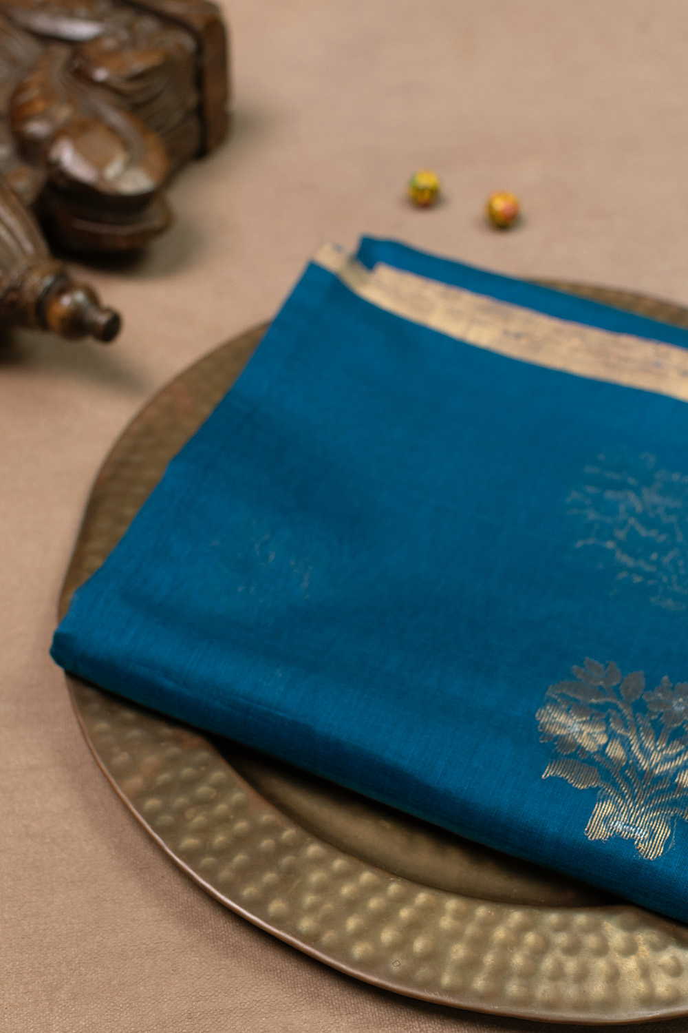 Peacock Blue Chanderi Silk Cotton Dupatta