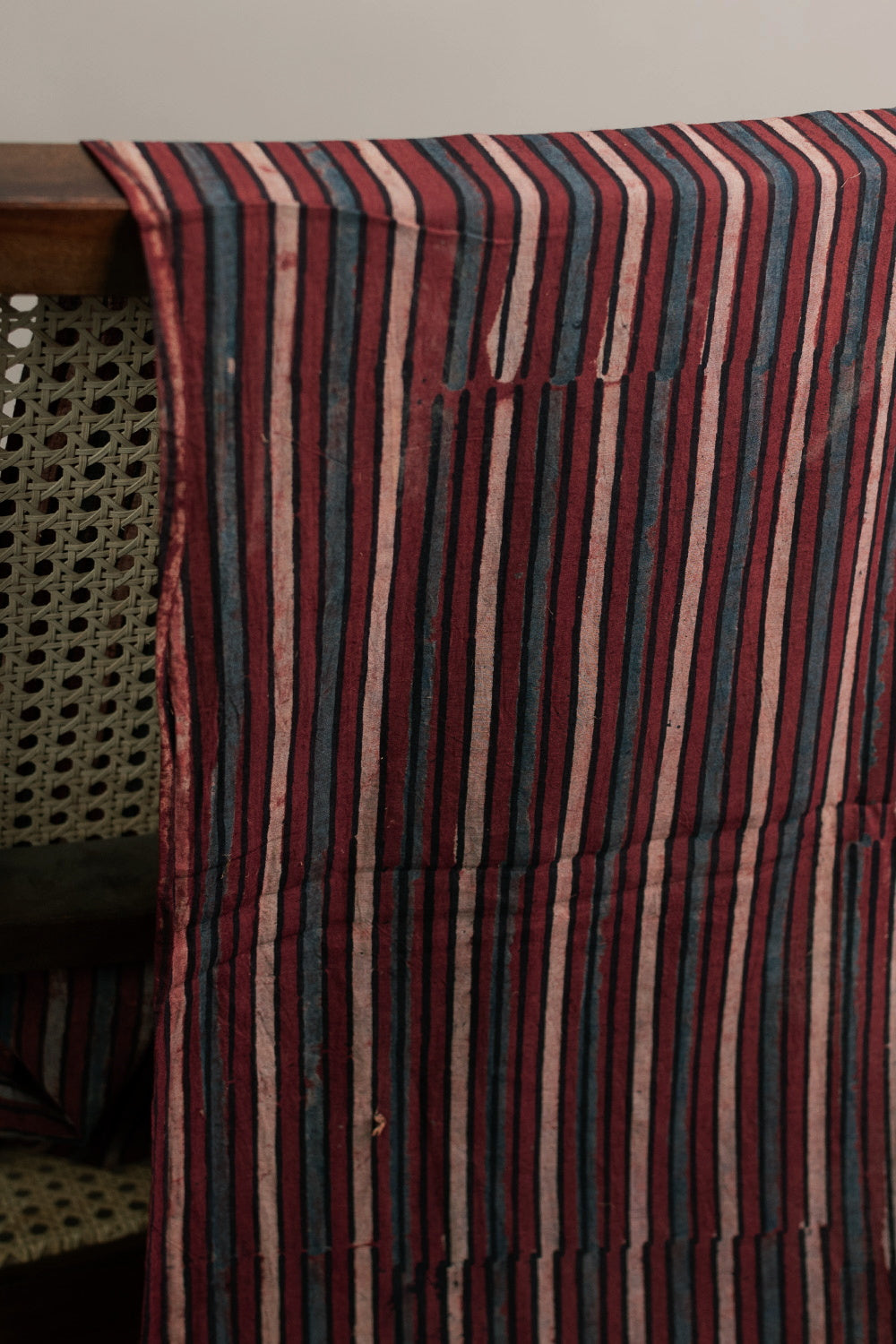 Maroon with Stripes Ajrak Cotton Fabric