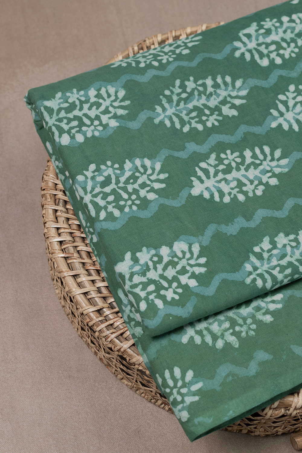 Pickle Green Dabu Cotton Fabric