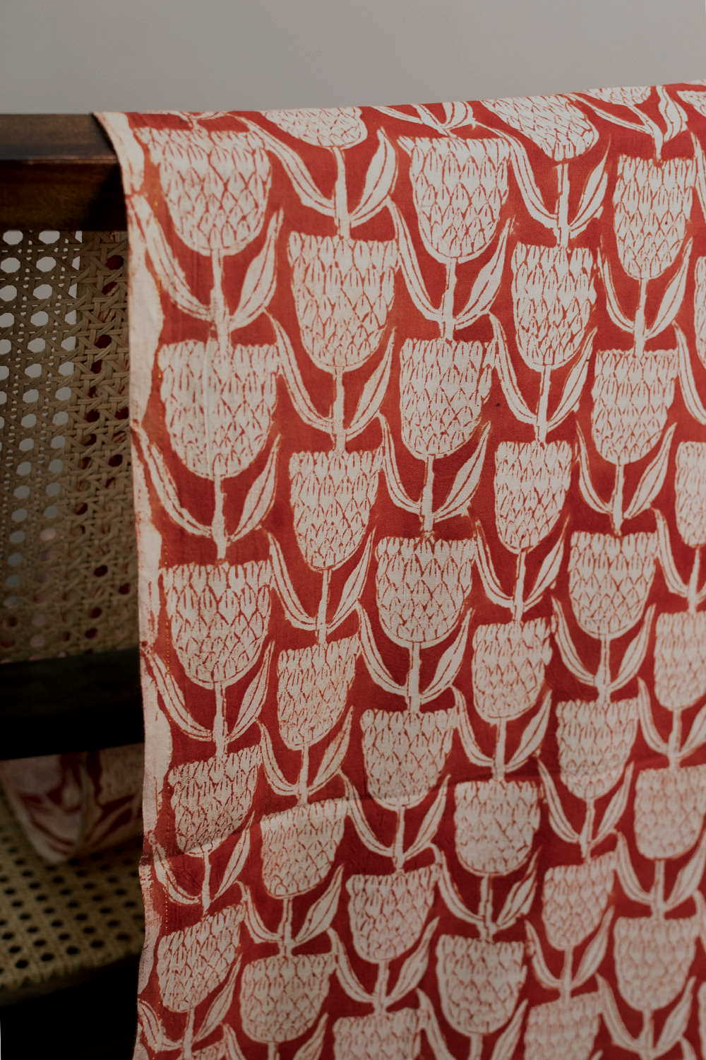 Rust Tulip Bagru Cotton Fabric - 1m